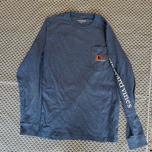 Vineyard Vines Long Sleeve Tee with football design.